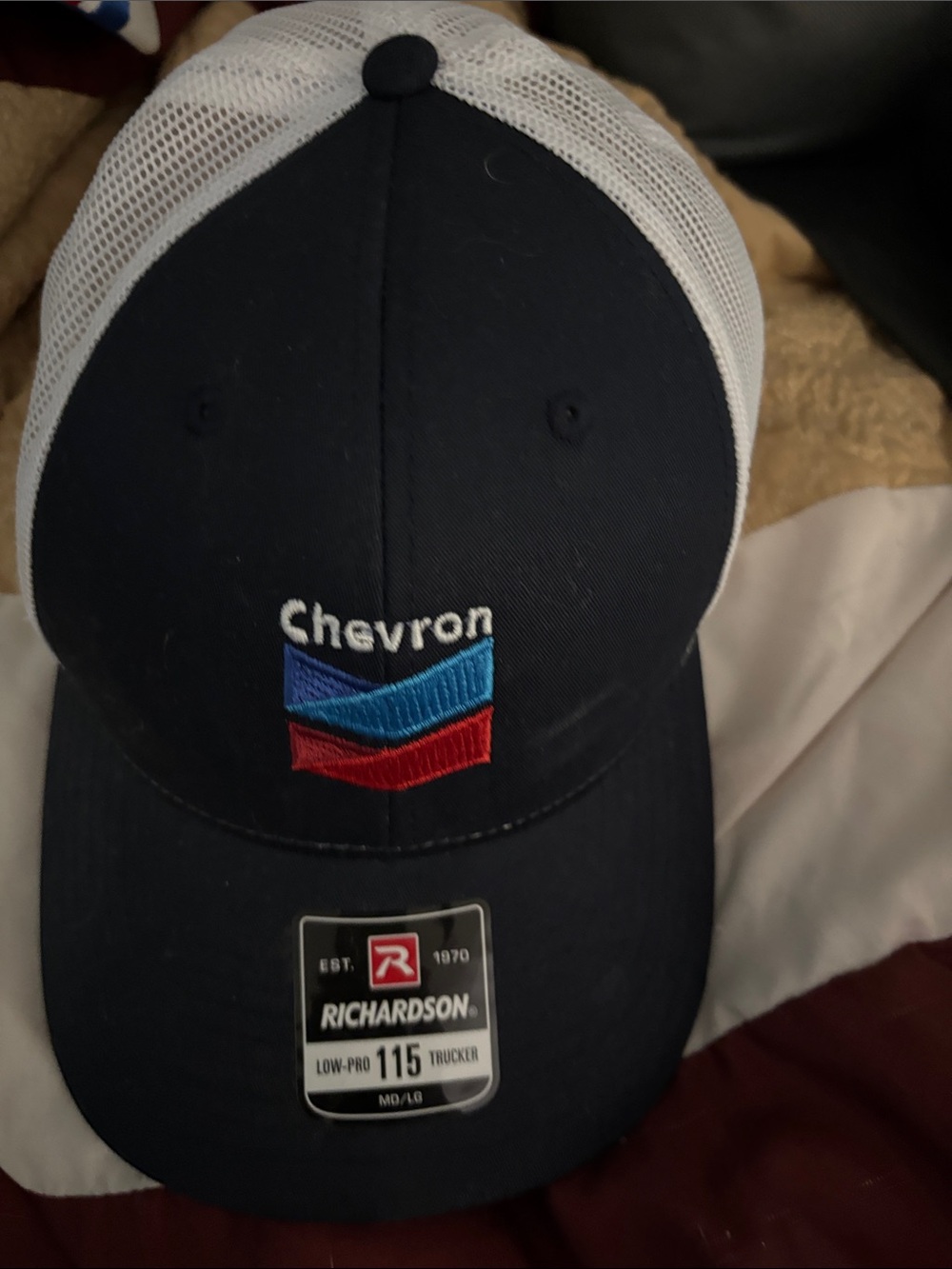Embroidered Navy & White Richardson Trucker Hat